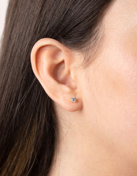 24 Carat Gold Plated Surgical Steel Round Cubic Zirconia 2-Pack Stud Earrings - link has visual effect only