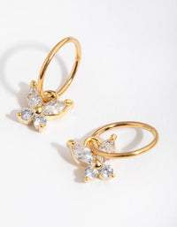 24 Carat Gold Plated Surgical Steel Butterfly Charm Sleeper Earrings - link has visual effect only