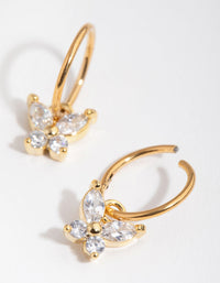 24 Carat Gold Plated Surgical Steel Butterfly Charm Sleeper Earrings - link has visual effect only