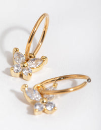 24 Carat Gold Plated Surgical Steel Butterfly Charm Sleeper Earrings - link has visual effect only