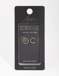 24 Carat Gold Plated Surgical Steel 8mm Sleeper Earrings - link has visual effect only