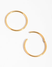 24 Carat Gold Plated Surgical Steel Fine 10mm Sleeper Earrings - link has visual effect only