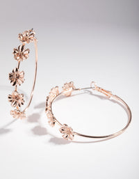 Rose Gold Metal Flower Hoop Earrings - link has visual effect only