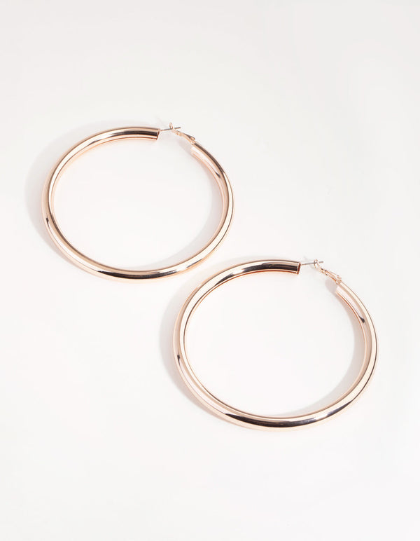 Rose Gold Oversized Tube Hoop Earrings