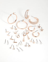 Rose Gold Star and Hoop 16-Pack Earring - link has visual effect only