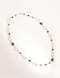 Rose Gold Crater Hoop and Bead Necklace - link has visual effect only