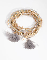 Gold Freshwater Pearl Tassel 9-Pack Bracelets - link has visual effect only