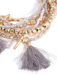 Gold Freshwater Pearl Tassel 9-Pack Bracelets - link has visual effect only