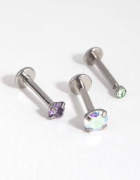 Rhodium Surgical Steel Graduated Cubic Zirconia Flat Backs - link has visual effect only