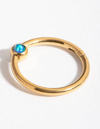 Titanium Gold Faux Opal Belly Ring - link has visual effect only