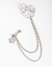 Surgical Steel Rhodium Celestial Barbell and Earcuff - link has visual effect only