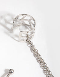 Surgical Steel Rhodium Celestial Barbell and Earcuff - link has visual effect only