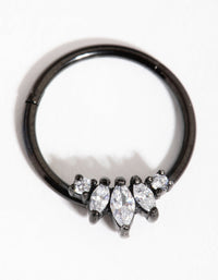 Matte Graduated Cubic Zirconia Marquise Clicker - link has visual effect only