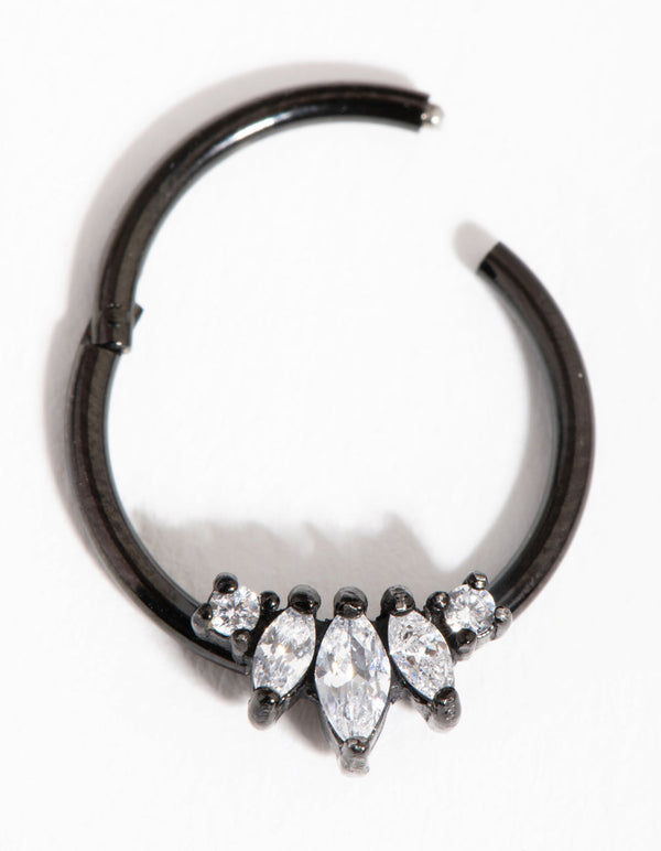 Matte Graduated Cubic Zirconia Marquise Clicker