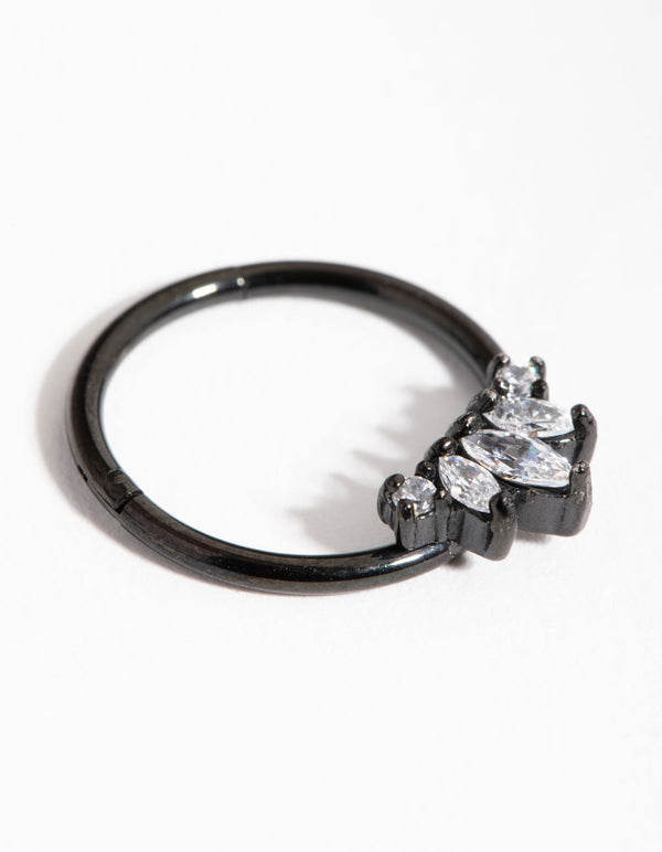 Matte Graduated Cubic Zirconia Marquise Clicker