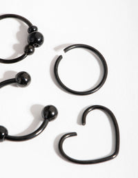 Matte Surgical Steel Heart Ring 4-Pack Earring - link has visual effect only