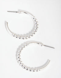 Silver Half Textured Hoop Earrings - link has visual effect only