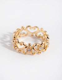 Gold Heart Swirl Diamante Ring - link has visual effect only