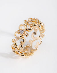Gold Heart Swirl Diamante Ring - link has visual effect only