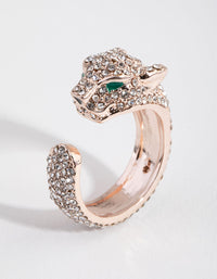 Rose Gold Diamante Panther Ring - link has visual effect only