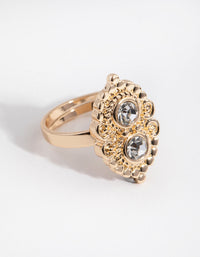 Gold Vintage Diamante Ring - link has visual effect only