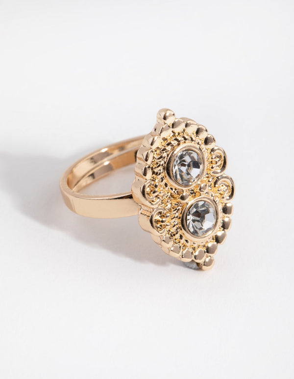 Gold Vintage Diamante Ring