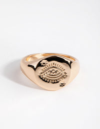 Gold Evil Eye Signet Ring - link has visual effect only