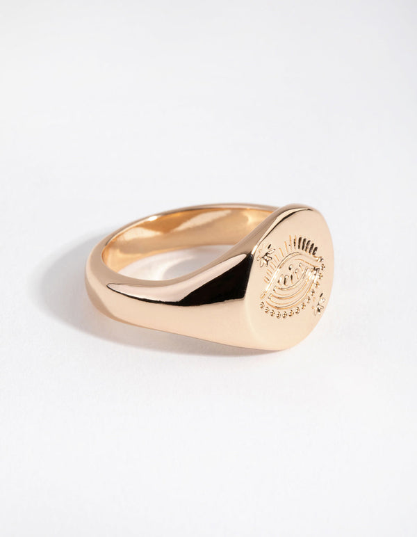 Gold Evil Eye Signet Ring