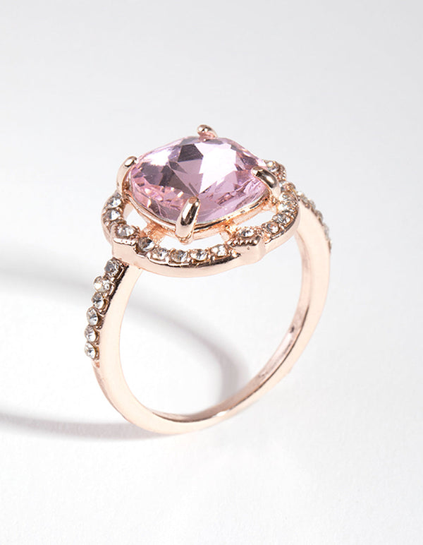Rose Gold Pink Stone Ring