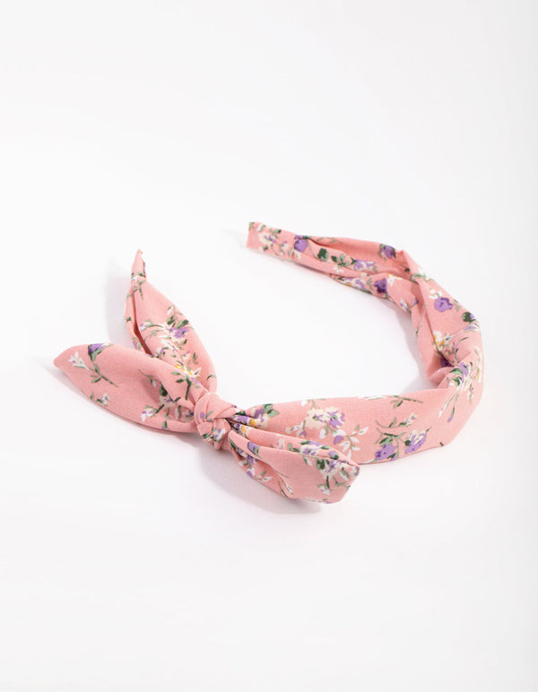 Fabric Blush Ditzy Bow Headband