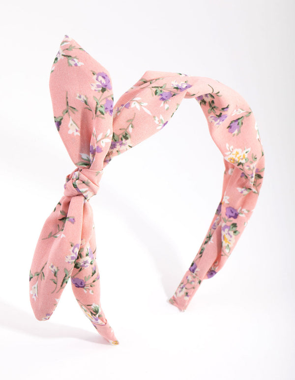 Fabric Blush Ditzy Bow Headband