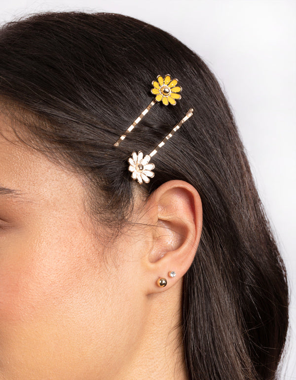 Enamel Daisy 4-Pack Clips