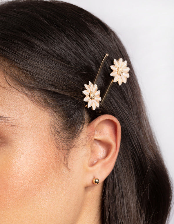 Stone Detail Flower Clips