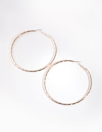 Rose Gold Twist Textured Hoop Earrings - link has visual effect only