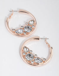 Rose Gold Diamante Cluster Hoop Earrings - link has visual effect only