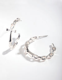 Silver Ankh Chain Hoop Earrings - link has visual effect only
