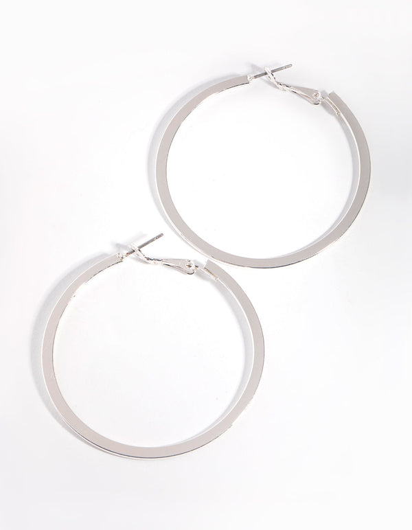 Silver Flat Hoop Earrings