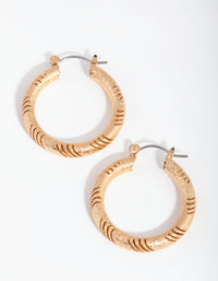 Gold Sandblast Hoop Earrings - link has visual effect only