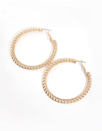 Gold Flat Rope Hoop Earrings - link has visual effect only