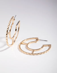 Gold Textured Outline Hoop Earrings - link has visual effect only