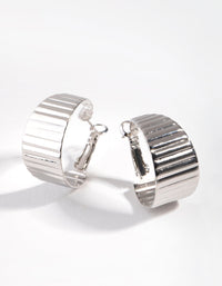 Rhodium Wide Stripe Hoop Earrings - link has visual effect only