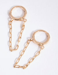 Gold Rectangular Chain Huggie Earrings - link has visual effect only
