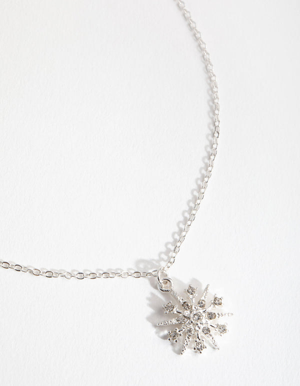 Silver Diamante Star Celestial Necklace