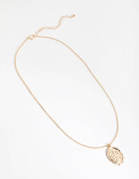 Gold Textured Oval Pendant - link has visual effect only