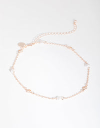 Rose Gold Faux Pearl Clover Choker Necklace - link has visual effect only