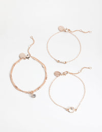 Rose Gold Diamante and Faux Pearl 3-Pack Bracelet - link has visual effect only