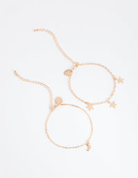 Gold Star and Moon Bracelet 2-Pack - link has visual effect only