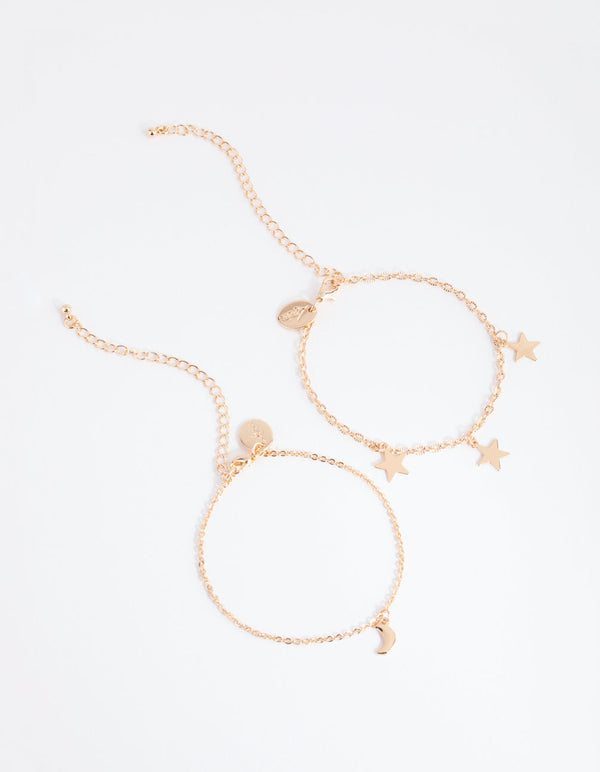 Gold Star and Moon Bracelet 2-Pack