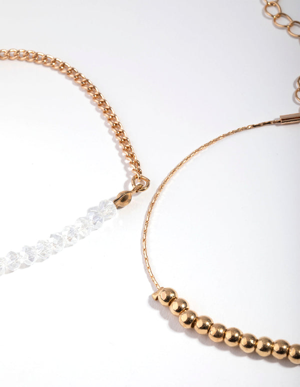 Gold Cluster Bead 2-Pack Bracelets