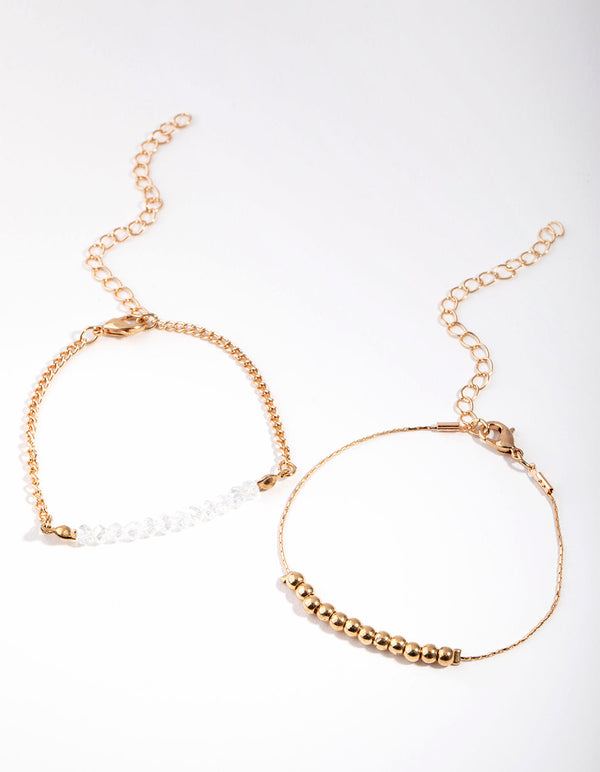 Gold Cluster Bead 2-Pack Bracelets